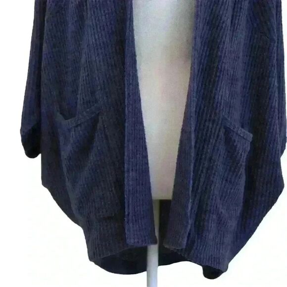 Michael Stars Dark Blue Waffle Knit Dolman Sleeve Open Front Cardigan Size Small - Picture 3 of 9